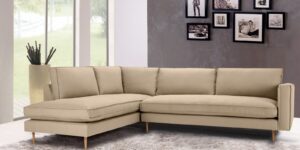 Modular RHS 3 Seater Sofa with Lounger in Beige Colour by Dreamzz Furniture