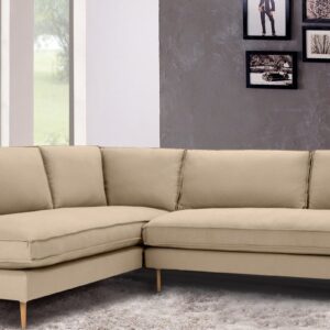 Modular RHS 3 Seater Sofa with Lounger in Beige Colour by Dreamzz Furniture
