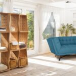 Aviator Button Tufted Two Seater Sofa In Blue Colour