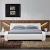 Savvy Queen Size Upholstered Bed in White Colour by Dreamzz Furniture