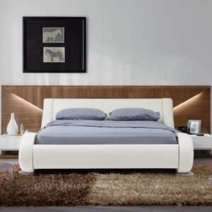 Savvy Queen Size Upholstered Bed in White Colour by Dreamzz Furniture