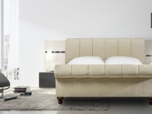 Perfect King Size Upholstered Bed In Beige Colour