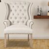 Maverick Classy Wing Chair In Off-White Colour