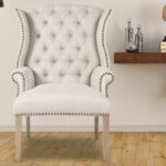 Maverick Classy Wing Chair In Off-White Colour