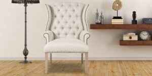 Maverick Classy Wing Chair In Off-White Colour