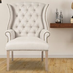 Maverick Classy Wing Chair In Off-White Colour