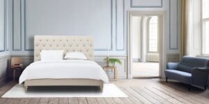 Cesar King Size Upholstered Bed in Beige Colour by Dreamzz Furniture