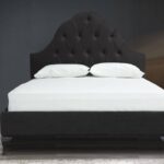 Charlotte Head Board Tufted Bed with teak legs