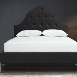 Charlotte Head Board Tufted Bed with teak legs