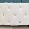 Round Tufted Design Ottoman In Off White Leatherette