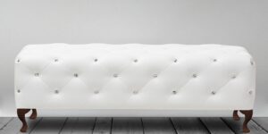 Italiano Diamond Studded Bench in White Colour By Dreamzz Furniture