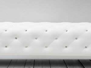 Italiano Diamond Studded Bench in White Colour By Dreamzz Furniture