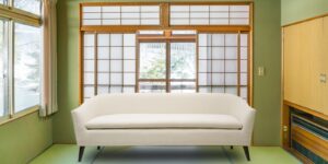 Classiest Mid-Century Three Seater Sofa In White Colour