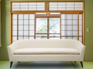 Classiest Mid-Century Three Seater Sofa In White Colour