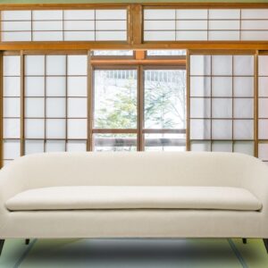 Classiest Mid-Century Three Seater Sofa In White Colour