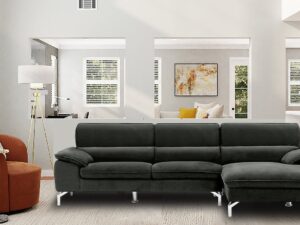 Libby LHS Sofa with Lounger in Grey Colour by Dreamzz Furniture