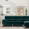 Libby LHS Sofa with Lounger in Green Colour by Dreamzz Furniture