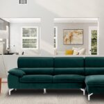 Libby LHS Sofa with Lounger in Green Colour by Dreamzz Furniture