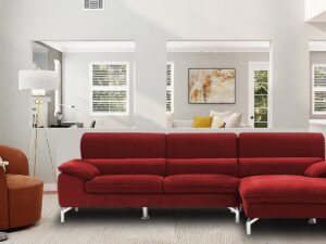 Libby LHS Sofa with Lounger in Red Colour