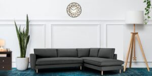Modular LHS 3 Seater Sofa with Lounger in Grey Colour