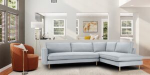 Modular LHS 3 Seater Sofa with Lounger in Light Grey Colour