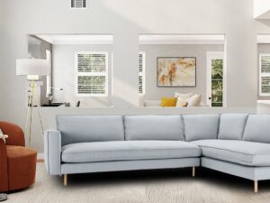 Modular LHS 3 Seater Sofa with Lounger in Light Grey Colour