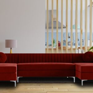 Consequential U Shape Sectional Sofa in Red colour