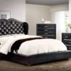Opulent Queen Size Upholstered Bed in Black Colour by Dreamzz Furniture