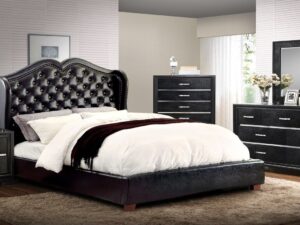 Opulent Queen Size Upholstered Bed in Black Colour by Dreamzz Furniture