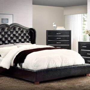 Opulent Queen Size Upholstered Bed in Black Colour by Dreamzz Furniture