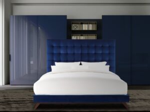 Glorious Queen Size Upholstered Bed in Blue Colour by Dreamzz Furniture