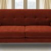 Button Tufted Two Seater Sofa In Burnt Orange Colour
