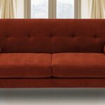 Button Tufted Two Seater Sofa In Burnt Orange Colour