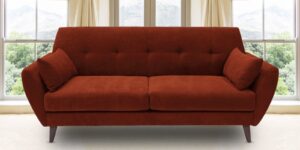 Button Tufted Two Seater Sofa In Burnt Orange Colour