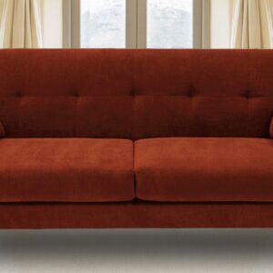 Button Tufted Two Seater Sofa In Burnt Orange Colour