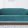 Chevron Three Seater Sofa In Blue Velvet