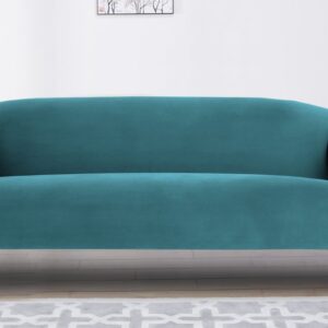Chevron Three Seater Sofa In Blue Velvet