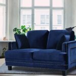 Dallas Two Seater Sofa In Velvet Blue Colour