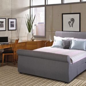 Miranda Grey Colour Upholstered Bed With Storage