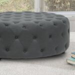 Hustle Round Tufted Pouffe in Grey Colour by Dreamzz Furniture