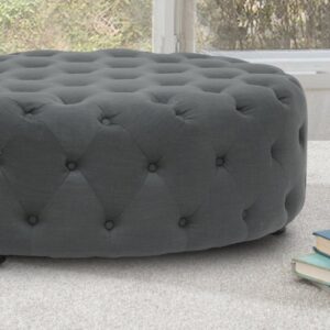 Hustle Round Tufted Pouffe in Grey Colour by Dreamzz Furniture