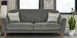 Simplistic 3 Seater Sofa In Grey Velvet Colour