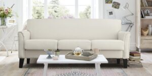 Modern Three Seater Upholstered Sofa In Off White Colour