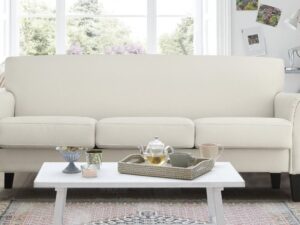 Modern Three Seater Upholstered Sofa In Off White Colour