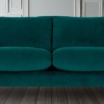 Outlined Contemporary Stylish 2 Seater Sofa in Plush Green Velvet Colour