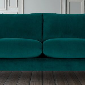 Outlined Contemporary Stylish 2 Seater Sofa in Plush Green Velvet Colour