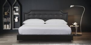 Modern Queen Size Upholstered Bed in Black Colour by Dreamzz Furniture