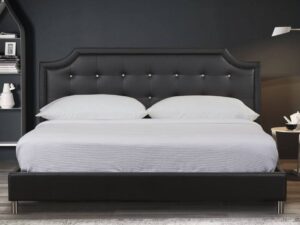 Modern Queen Size Upholstered Bed in Black Colour by Dreamzz Furniture