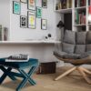 Lisabel Blue Ottoman With Nailhead Trim