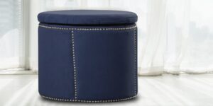 Ravishing Cylindrical Ottoman In Blue Colour
